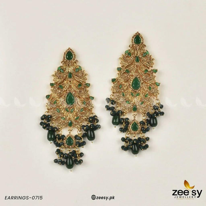 EARRINGS-0715 Green Earrings - Zeesy Jewellery Pakistan | Premium Artificial & Imitation Jewellery