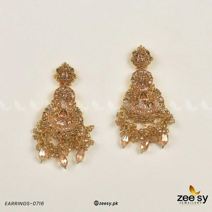 EARRINGS-0716 Champagne Earrings - Zeesy Jewellery Pakistan | Premium Artificial & Imitation Jewellery