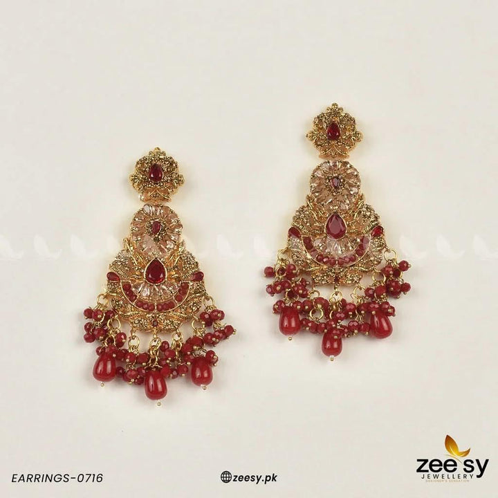 EARRINGS-0716 Red Earrings - Zeesy Jewellery Pakistan | Premium Artificial & Imitation Jewellery