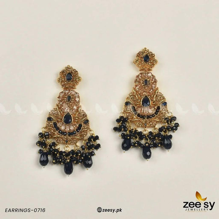 EARRINGS-0716 Blue Earrings - Zeesy Jewellery Pakistan | Premium Artificial & Imitation Jewellery