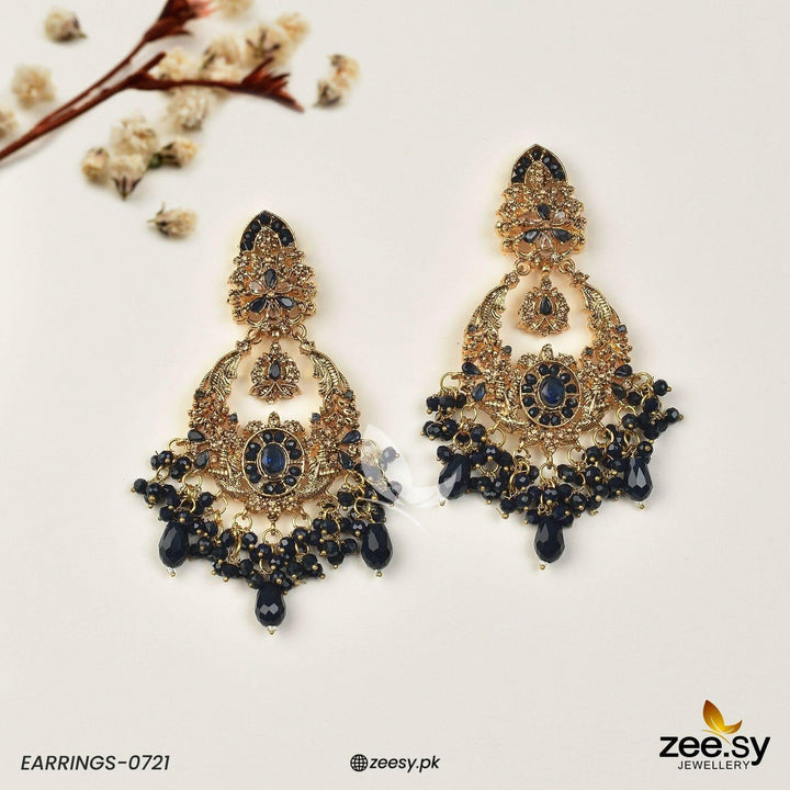 Earrings-0721 Blue Earrings - Zeesy Jewellery Pakistan | Premium Artificial & Imitation Jewellery