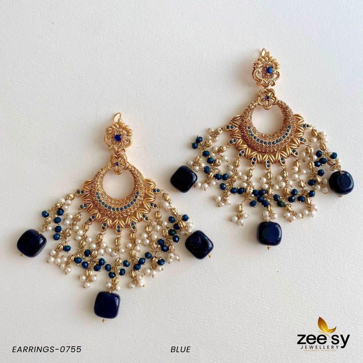 EARRINGS-0755 Blue Earrings - Zeesy Jewellery Pakistan | Premium Artificial & Imitation Jewellery