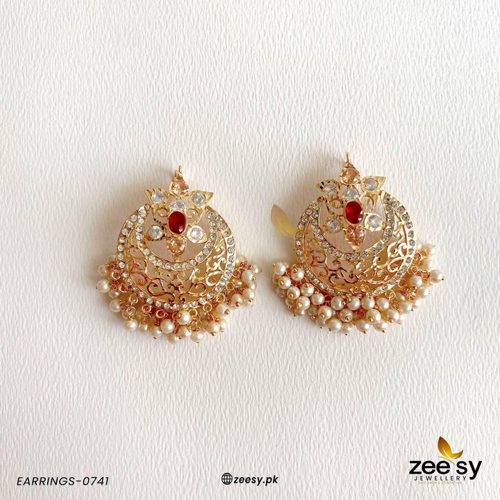 Exclusive Sheesh Gul Stud Earrings Red Earrings - Zeesy Jewellery Pakistan | Premium Artificial & Imitation Jewellery