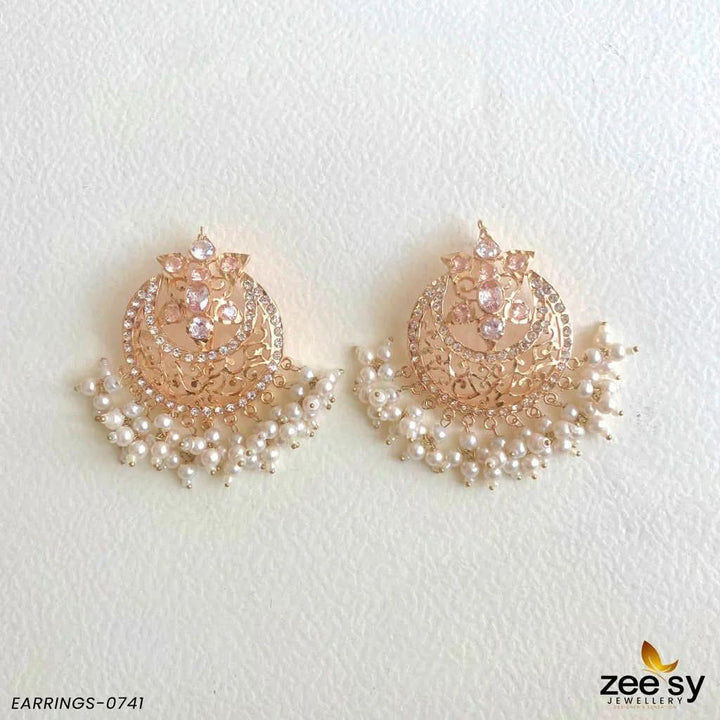 Exclusive Sheesh Gul Stud Earrings White Earrings - Zeesy Jewellery Pakistan | Premium Artificial & Imitation Jewellery