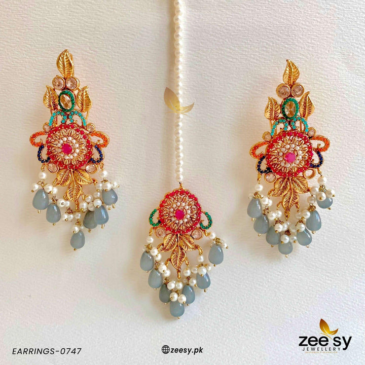 EARRINGS-0747 Gray Earrings - Zeesy Jewellery Pakistan | Premium Artificial & Imitation Jewellery