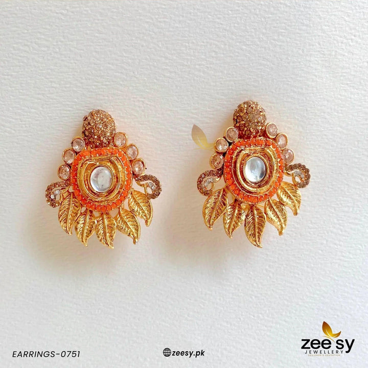 EARRINGS-0751 Orange Earrings - Zeesy Jewellery Pakistan | Premium Artificial & Imitation Jewellery
