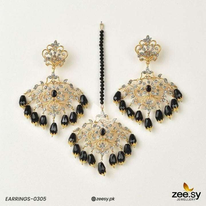 Sunflower Earrings-0305 Black Earrings - Zeesy Jewellery Pakistan | Premium Artificial & Imitation Jewellery