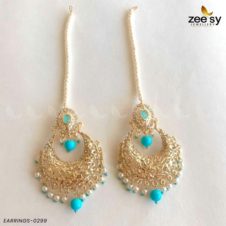 EARRINGS-0299 Pearl Feroza Earrings - Zeesy Jewellery Pakistan | Premium Artificial & Imitation Jewellery