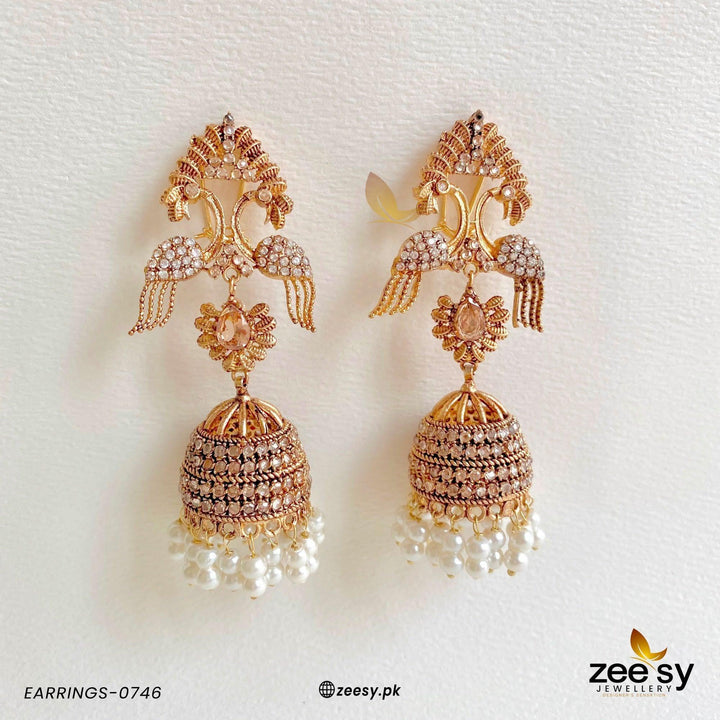 EARRINGS-0746 Champagne Earrings - Zeesy Jewellery Pakistan | Premium Artificial & Imitation Jewellery