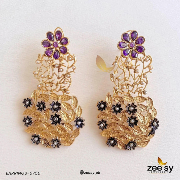 EARRINGS-0750 Purple Earrings - Zeesy Jewellery Pakistan | Premium Artificial & Imitation Jewellery