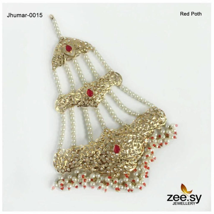 JHUMAR-0015 Red Poth jhumar - Zeesy Jewellery Pakistan | Premium Artificial & Imitation Jewellery
