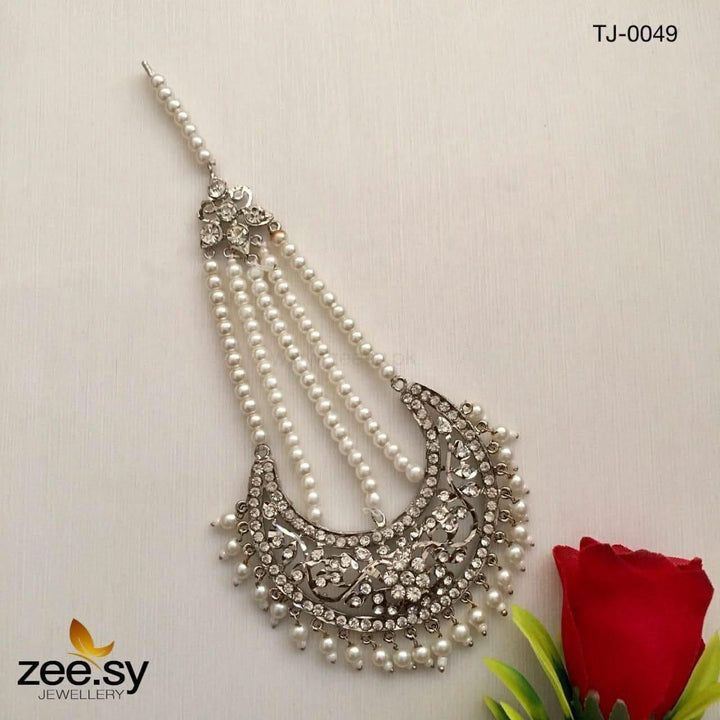 Inshara Pearl Drop Chand Jhumar Silver jhumar - Zeesy Jewellery Pakistan | Premium Artificial & Imitation Jewellery