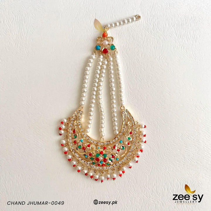 Inshara Pearl Drop Chand Jhumar Multi jhumar - Zeesy Jewellery Pakistan | Premium Artificial & Imitation Jewellery