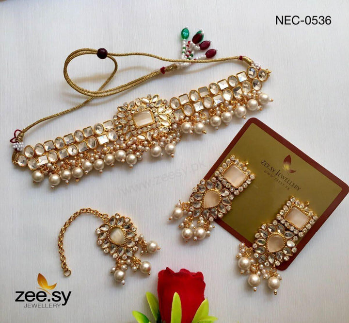 KUNDAN NECKLACE - 0536 Champagne Necklace Sets - Zeesy Jewellery Pakistan | Premium Artificial & Imitation Jewellery
