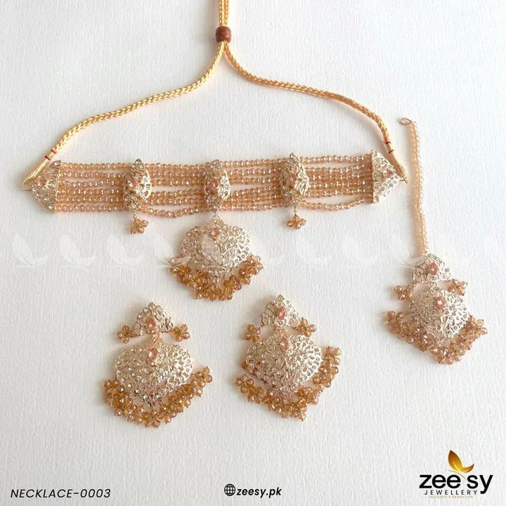 NECKLACE-0003 Champagne Necklace Sets - Zeesy Jewellery Pakistan | Premium Artificial & Imitation Jewellery