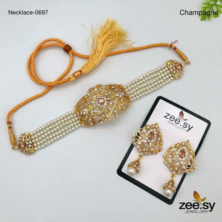 NECKLACE-0697 Champagne Necklace Sets - Zeesy Jewellery Pakistan | Premium Artificial & Imitation Jewellery
