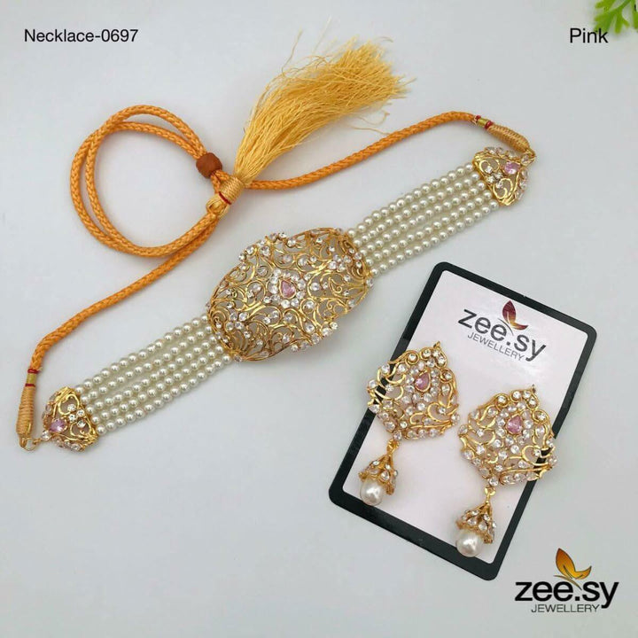 NECKLACE-0697 Pink Necklace Sets - Zeesy Jewellery Pakistan | Premium Artificial & Imitation Jewellery