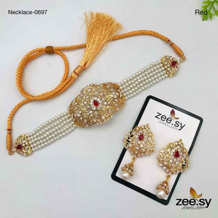 NECKLACE-0697 Red Necklace Sets - Zeesy Jewellery Pakistan | Premium Artificial & Imitation Jewellery