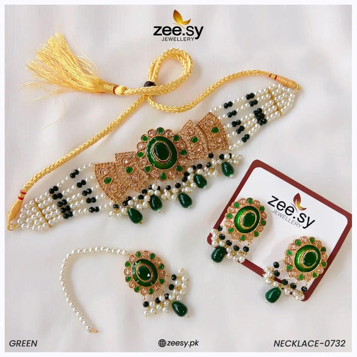 NECKLACE-0732 Green Necklace Sets - Zeesy Jewellery Pakistan | Premium Artificial & Imitation Jewellery