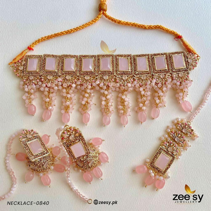 NECKLACE-0840 Mint Pink Necklace Sets - Zeesy Jewellery Pakistan | Premium Artificial & Imitation Jewellery