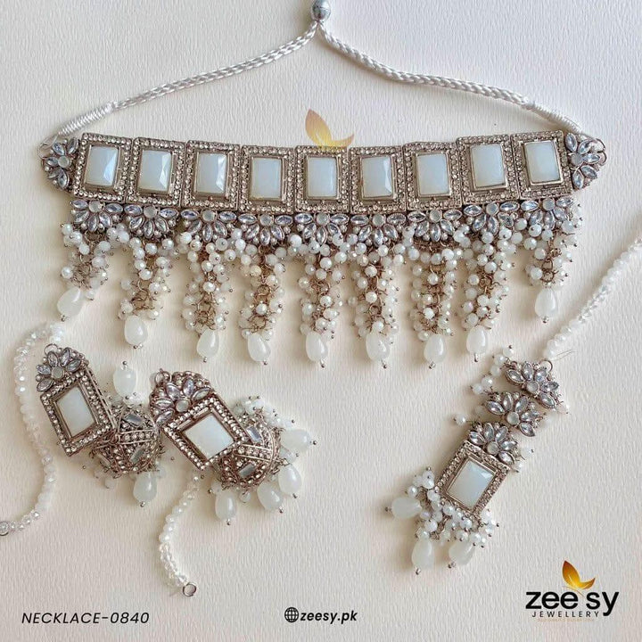 NECKLACE-0840 Silver Necklace Sets - Zeesy Jewellery Pakistan | Premium Artificial & Imitation Jewellery