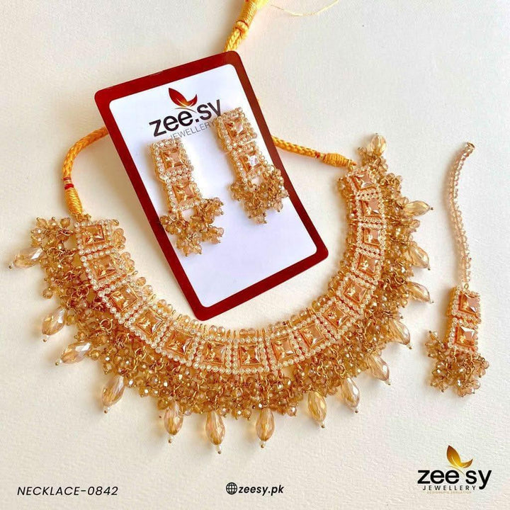 NECKLACE-0842 Champagne Necklace Sets - Zeesy Jewellery Pakistan | Premium Artificial & Imitation Jewellery