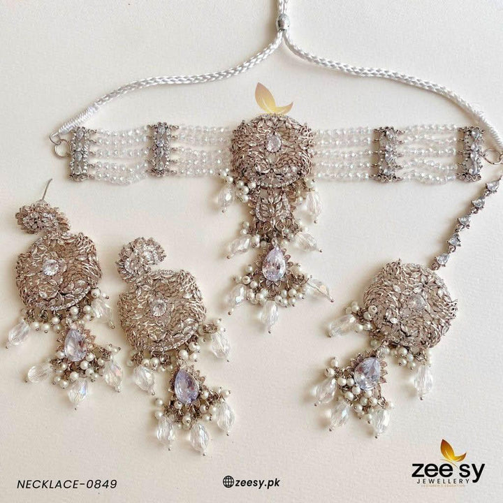 NECKLACE-0849 Silver Necklace Sets - Zeesy Jewellery Pakistan | Premium Artificial & Imitation Jewellery