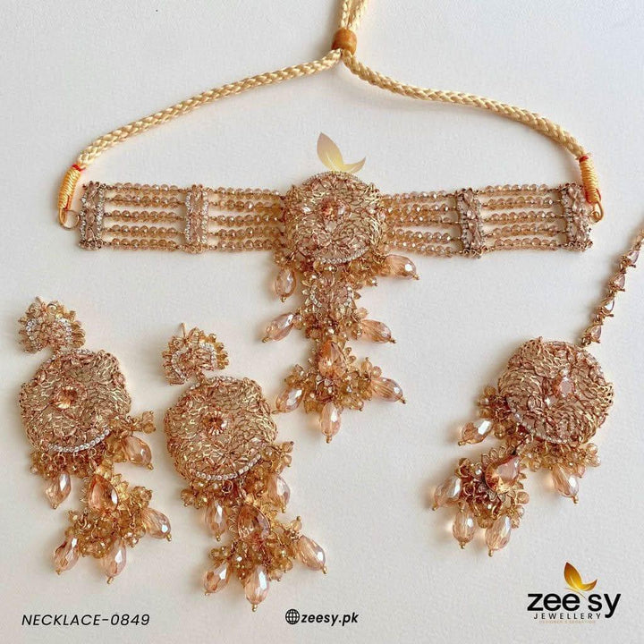 NECKLACE-0849 Champagne Necklace Sets - Zeesy Jewellery Pakistan | Premium Artificial & Imitation Jewellery