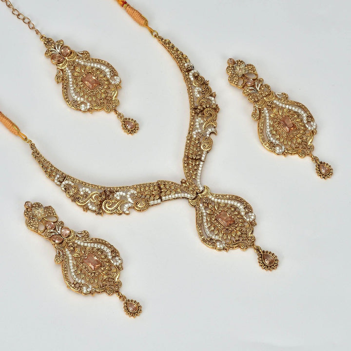 NECKLACE-0916 Champagne Necklace Sets - Zeesy Jewellery Pakistan | Premium Artificial & Imitation Jewellery