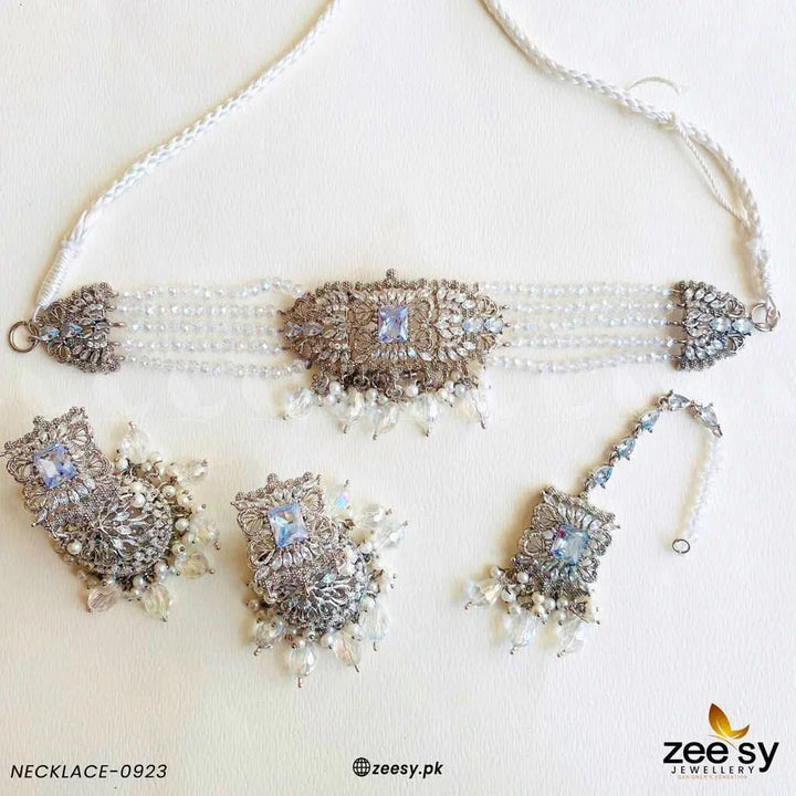 NECKLACE-0923 Silver Necklace Sets - Zeesy Jewellery Pakistan | Premium Artificial & Imitation Jewellery