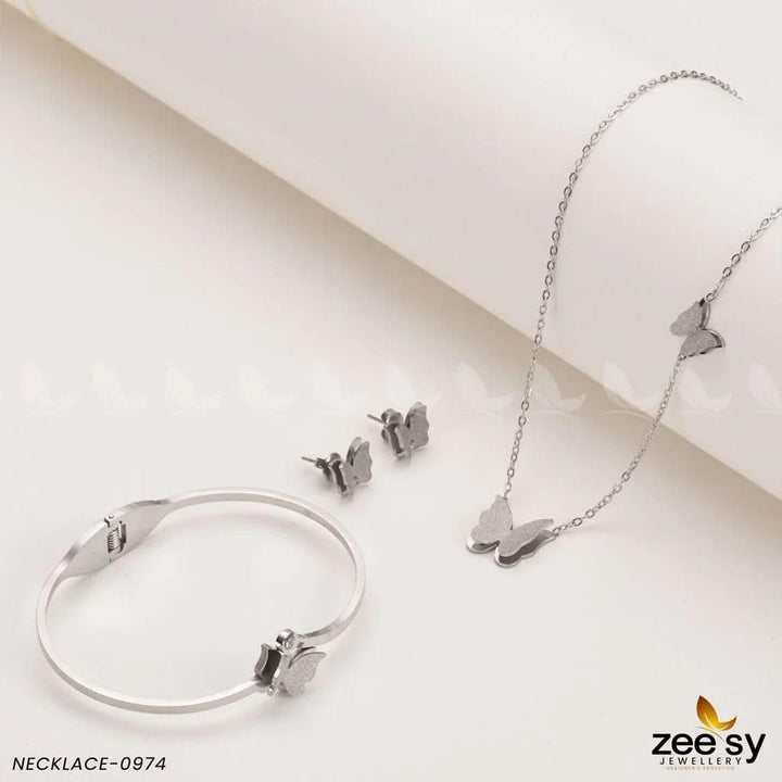 NECKLACE-0974 Silver Necklace Sets - Zeesy Jewellery Pakistan | Premium Artificial & Imitation Jewellery