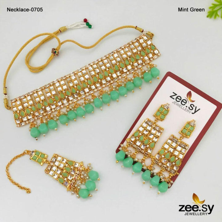 NECKLACE-0705 Mint Green Necklace Sets - Zeesy Jewellery Pakistan | Premium Artificial & Imitation Jewellery
