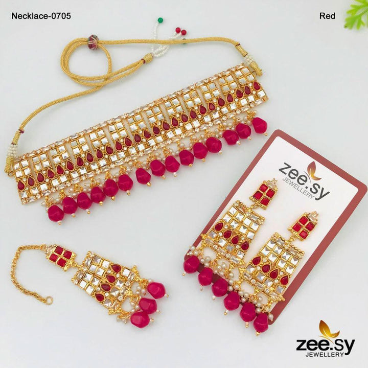 NECKLACE-0705 Red Necklace Sets - Zeesy Jewellery Pakistan | Premium Artificial & Imitation Jewellery