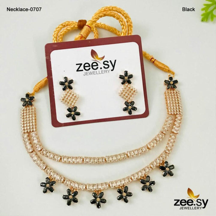 PARTY WEAR NECKLACE-0707 Black Necklace Sets - Zeesy Jewellery Pakistan | Premium Artificial & Imitation Jewellery