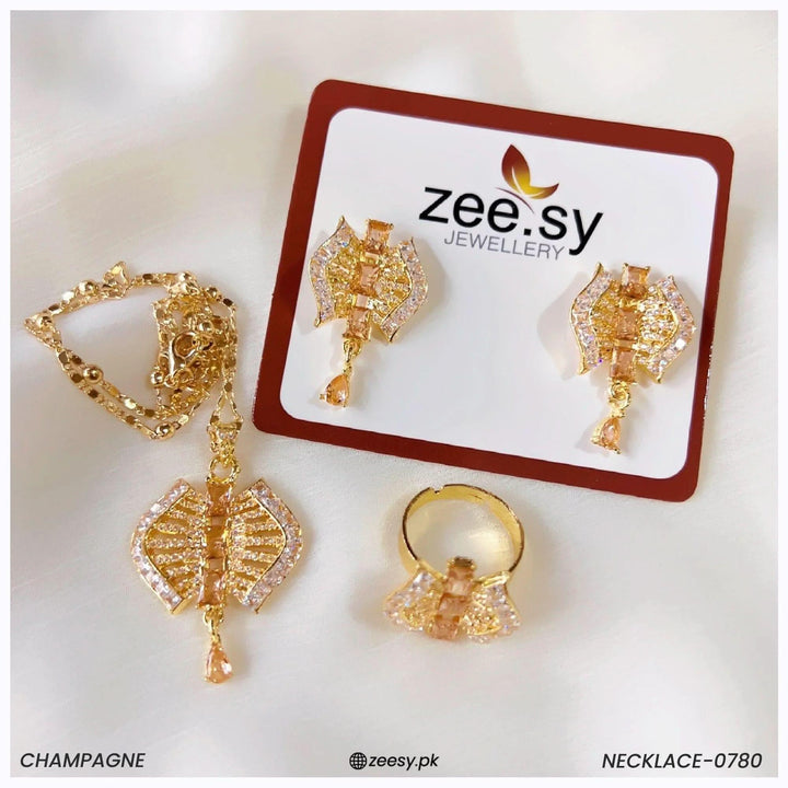 Necklace-0780 Champagne Necklace Sets - Zeesy Jewellery Pakistan | Premium Artificial & Imitation Jewellery