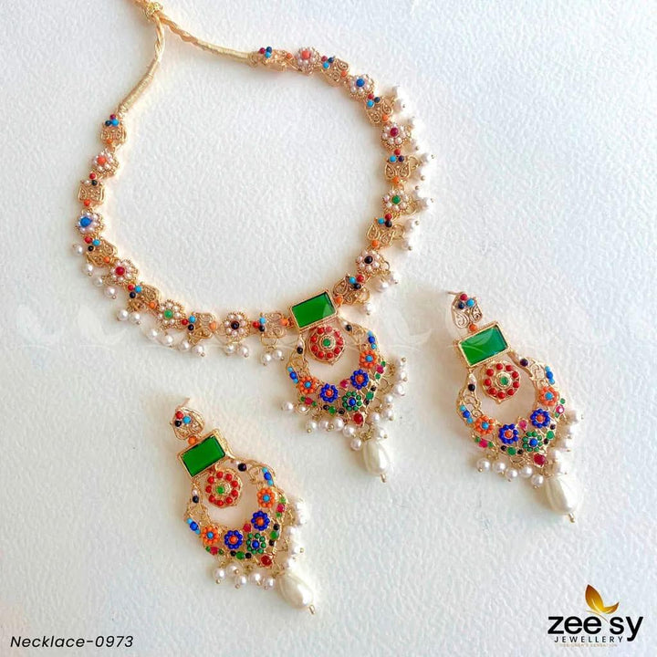 Necklace-0973 Green Necklace Sets - Zeesy Jewellery Pakistan | Premium Artificial & Imitation Jewellery