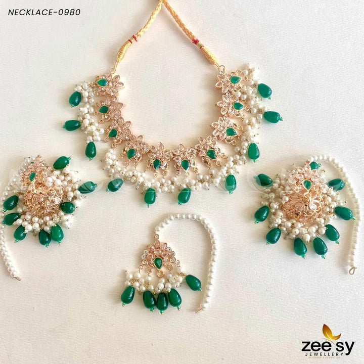Necklace-0980 Green Necklace Sets - Zeesy Jewellery Pakistan | Premium Artificial & Imitation Jewellery