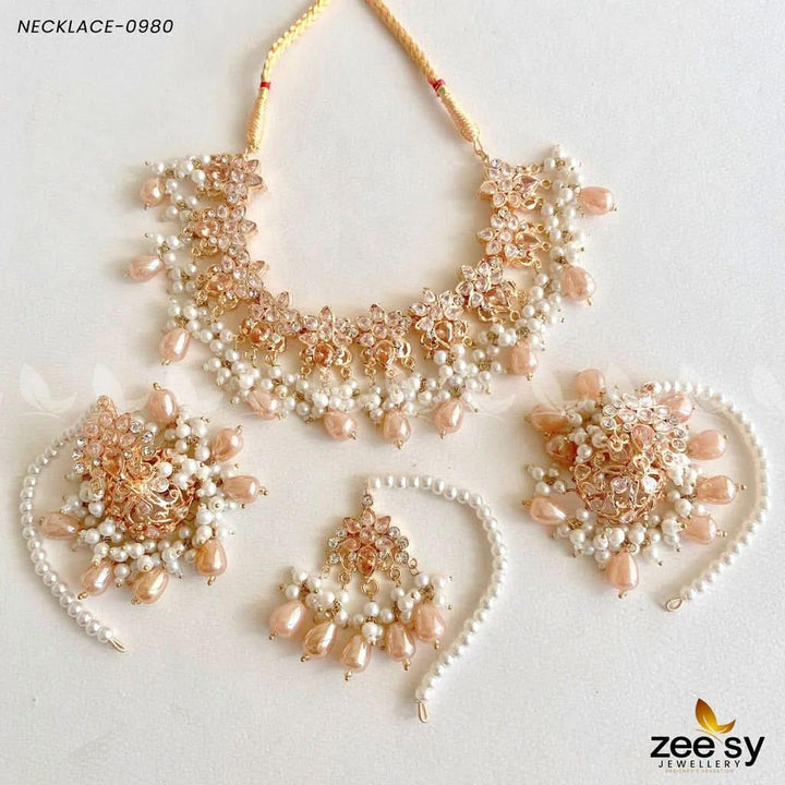 Necklace-0980 Champagne Necklace Sets - Zeesy Jewellery Pakistan | Premium Artificial & Imitation Jewellery