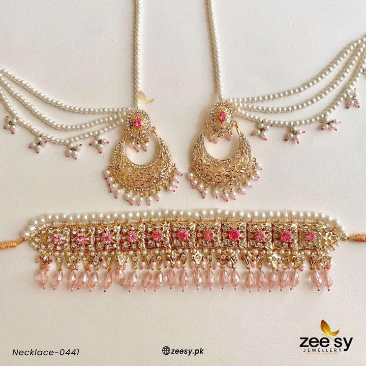 NECKLACE-0441 Pink Necklace Sets - Zeesy Jewellery Pakistan | Premium Artificial & Imitation Jewellery