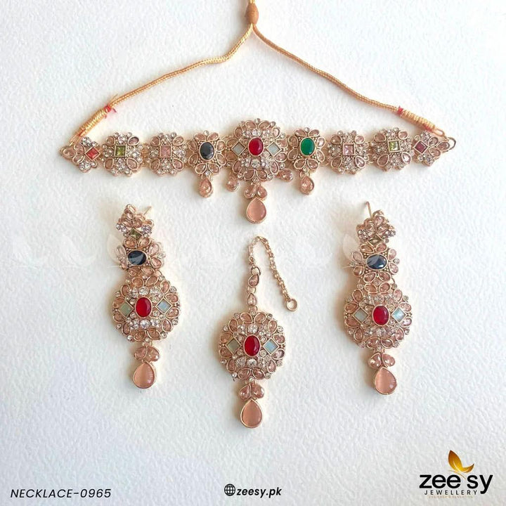 NECKLACE-0965 Golden Multi Necklace Sets - Zeesy Jewellery Pakistan | Premium Artificial & Imitation Jewellery