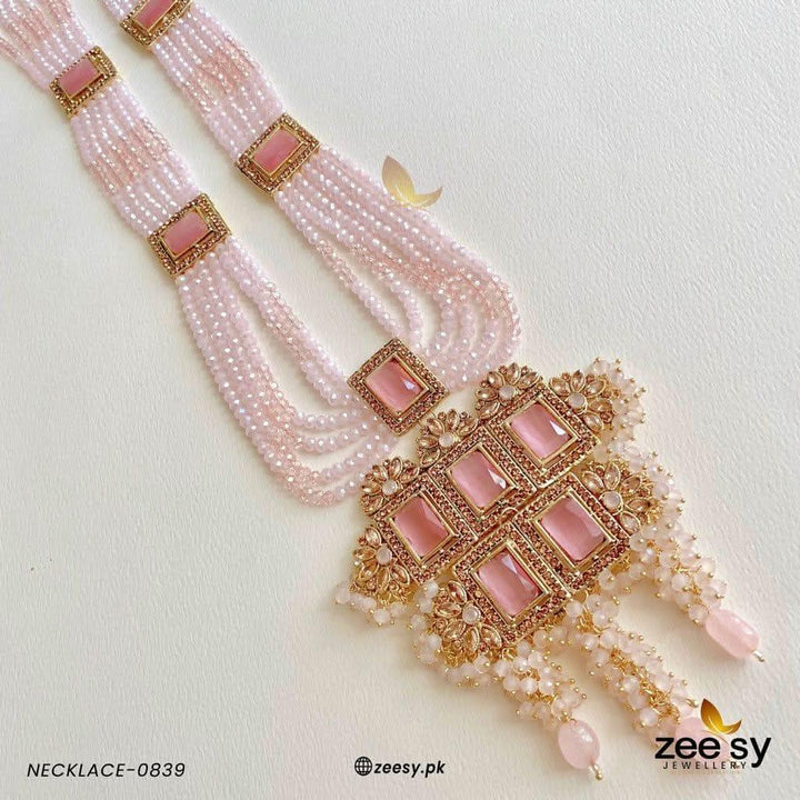 MALLA NECKLACE-0839 Mint Pink Necklace Sets - Zeesy Jewellery Pakistan | Premium Artificial & Imitation Jewellery