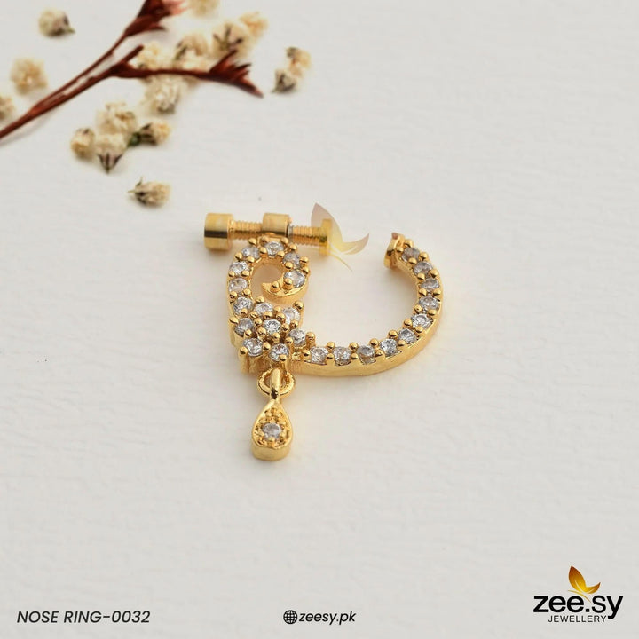 Naitika Sparkling Gemstone Nose Ring White Nose ring - Zeesy Jewellery Pakistan | Premium Artificial & Imitation Jewellery