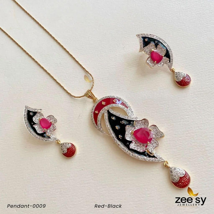 PENDANT-0009 Red-Black Pendant - Zeesy Jewellery Pakistan | Premium Artificial & Imitation Jewellery