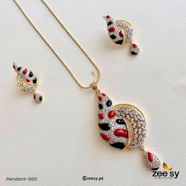 PENDANT-0011 Red-Black Pendant - Zeesy Jewellery Pakistan | Premium Artificial & Imitation Jewellery