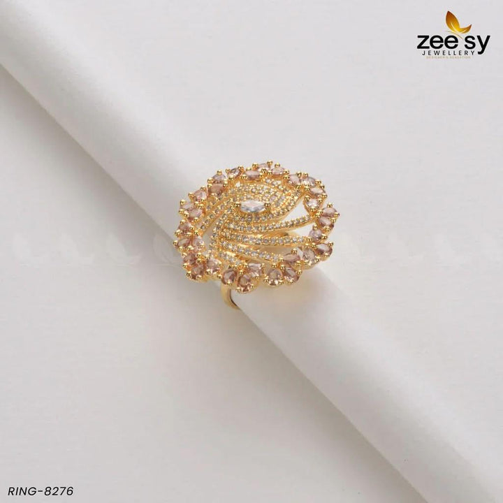 Rhinestone Ring-8276 Golden Champagne Rings - Zeesy Jewellery Pakistan | Premium Artificial & Imitation Jewellery