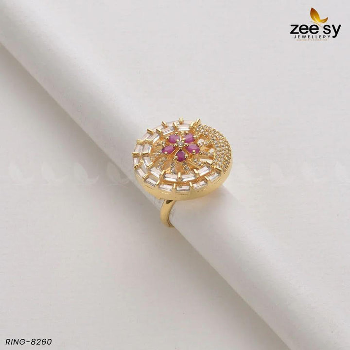 RING-8260 Golden Red Rings - Zeesy Jewellery Pakistan | Premium Artificial & Imitation Jewellery