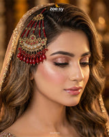 Antique Bloom Pearl Cascade Jhumar Red - Zeesy Jewellery