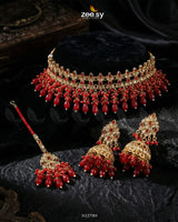 Brides Whisper Pearl Bridal Set Red - Zeesy Jewellery