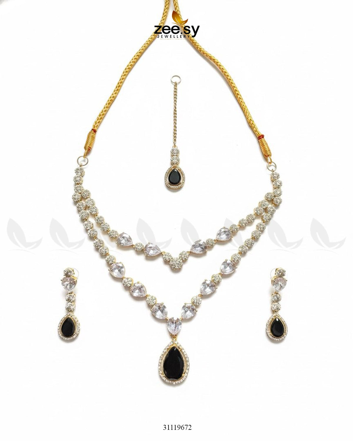 Interlock Traditional Necklace Set Golden Black - Zeesy Jewellery
