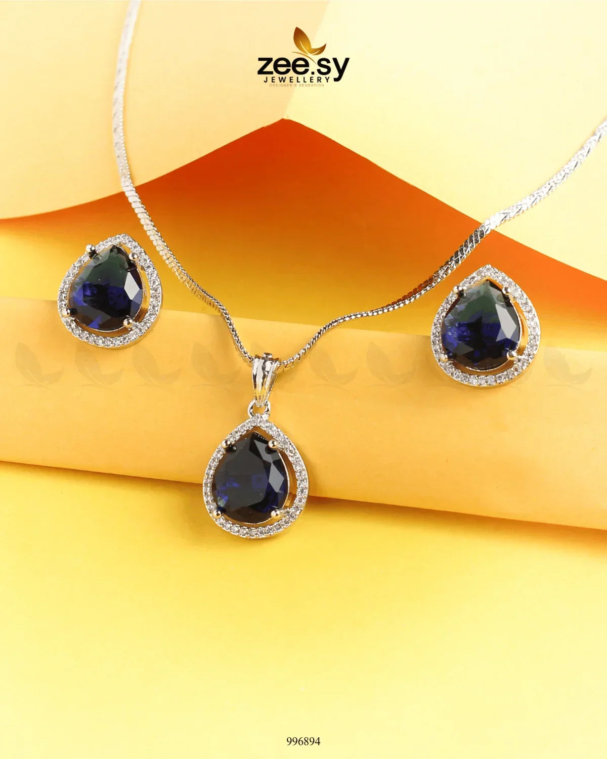 Tranquil Pendant Set Dark Blue - Zeesy Jewellery